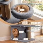 96 cm daugiaaukštė draskyklė katei su nameliu ir gėlės formos platforma (Pilka) – Paveikslėlis 4