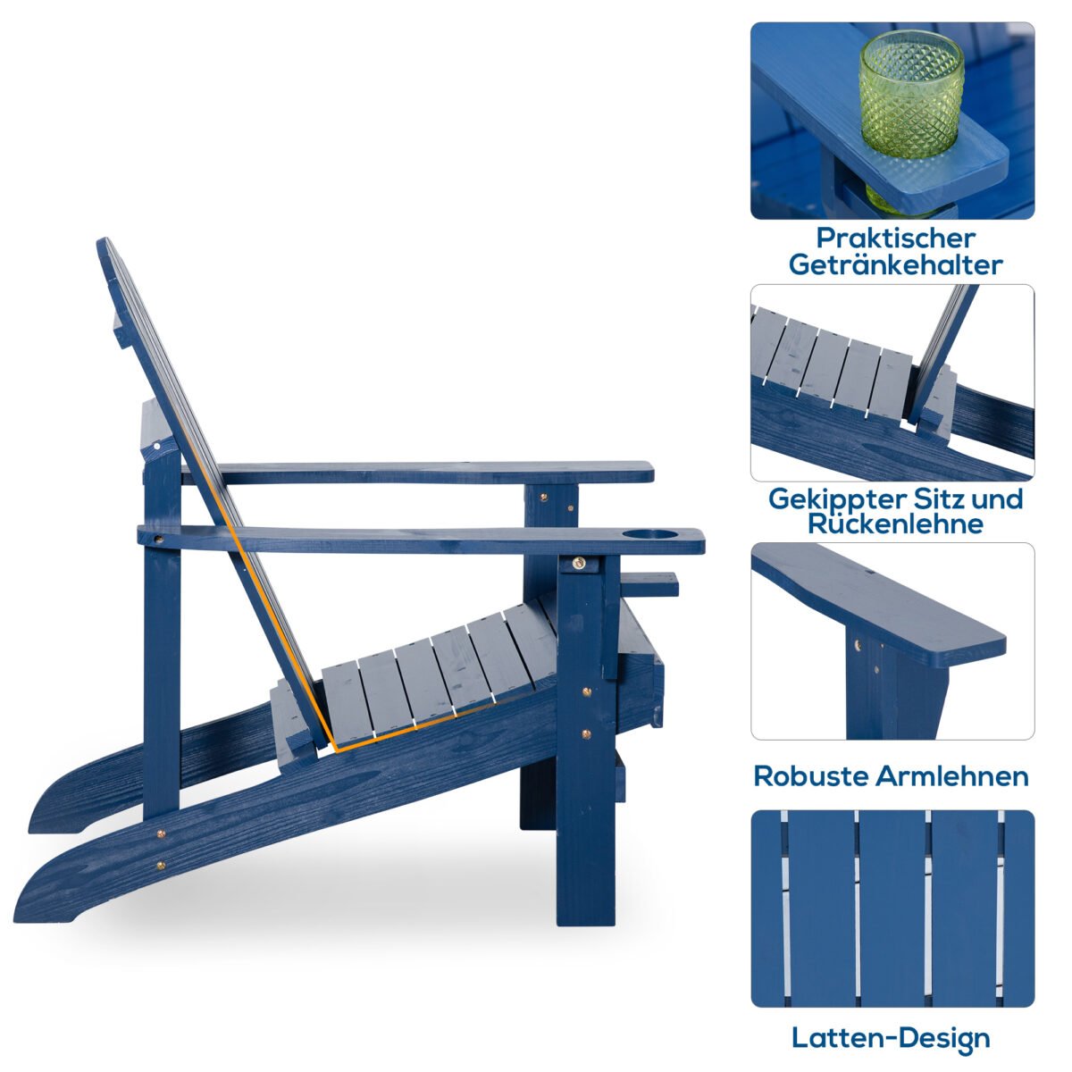 Adirondack sodo kėdė iš medžio masyvo su reguliuojamu atlošu – Paveikslėlis 5