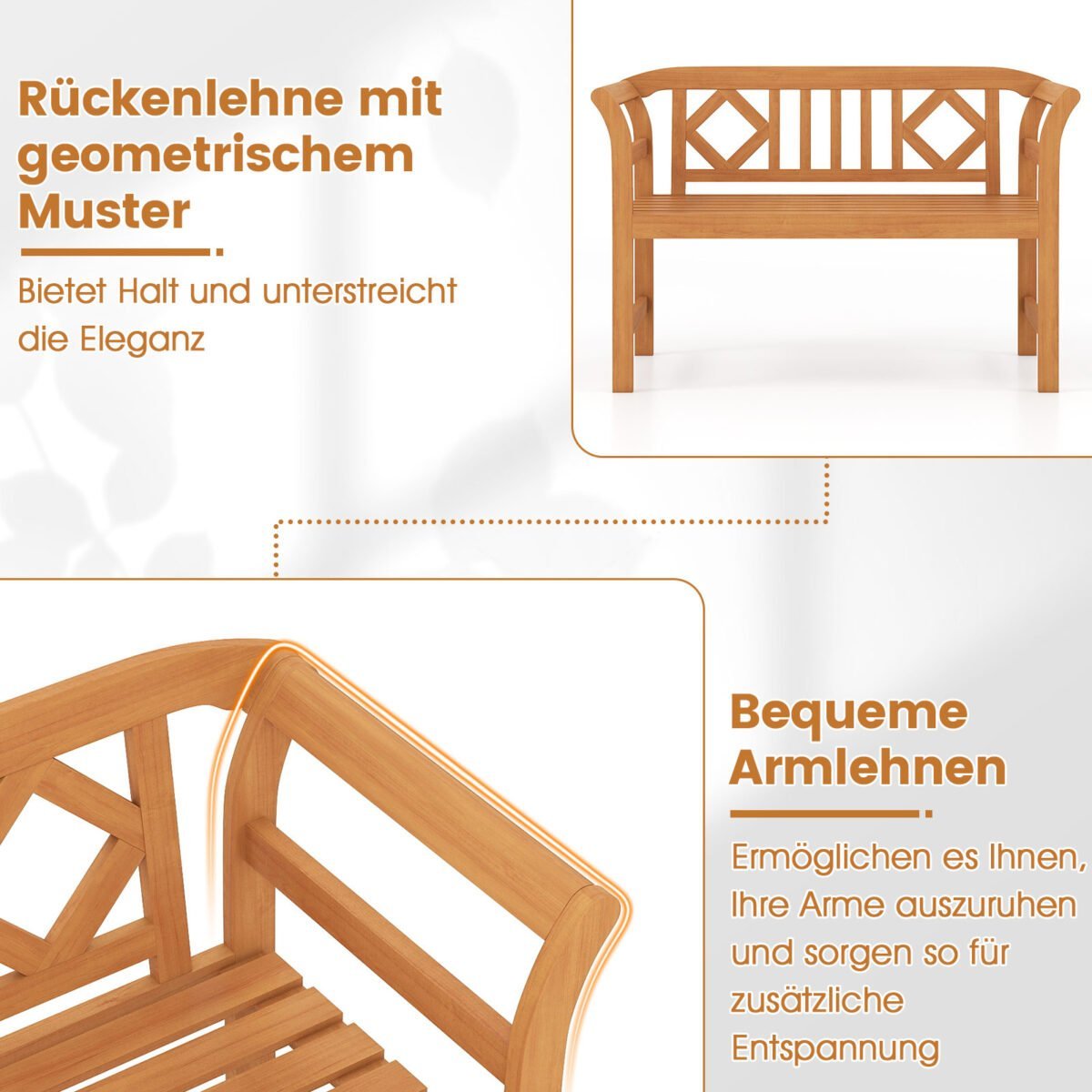 Akacijos medienos dvivietis sodo suoliukas iki 360 kg (Natūrali) – Paveikslėlis 5