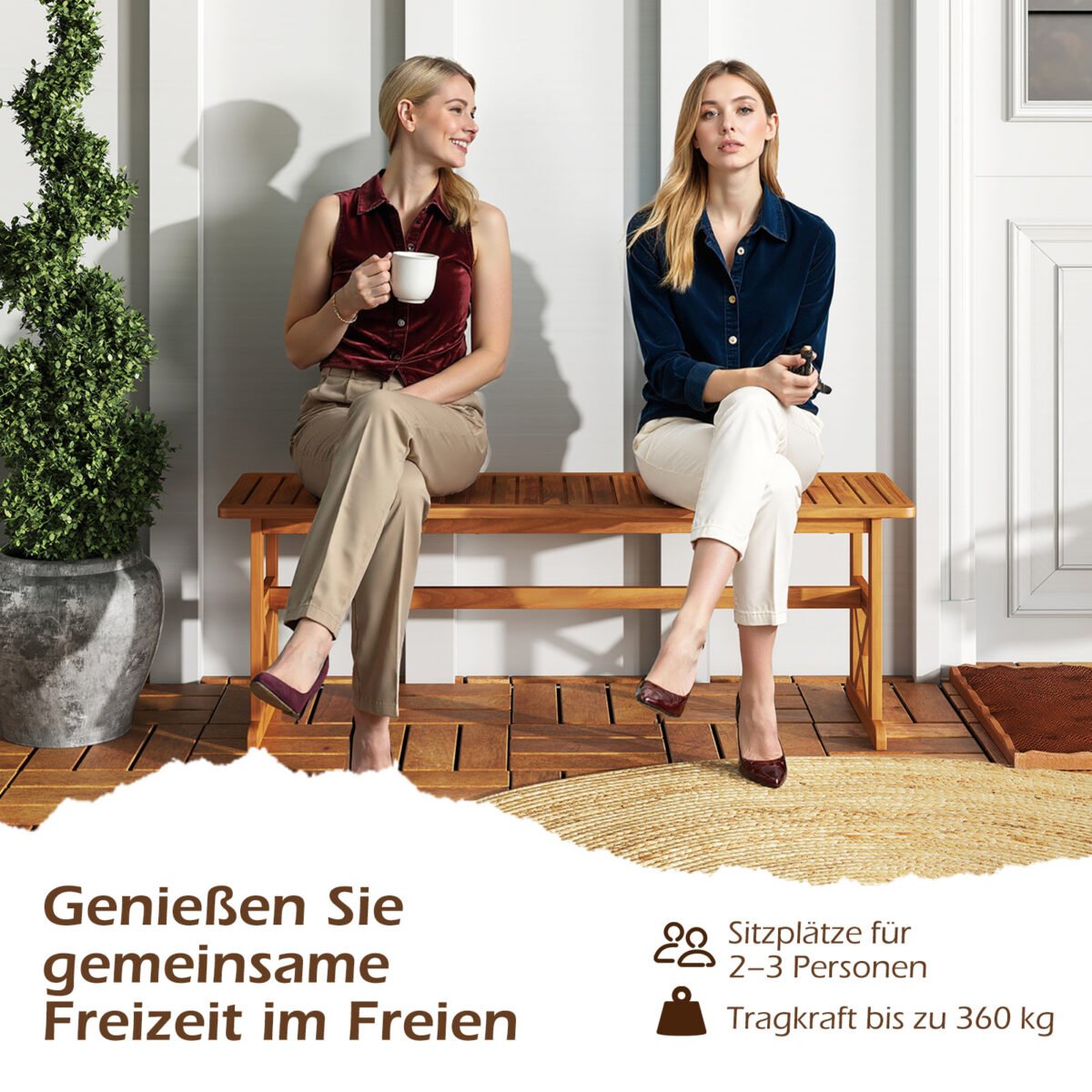 Akacijos medienos sodo suoliukas be atlošo 2–3 asmenims (Natūrali) – Paveikslėlis 3