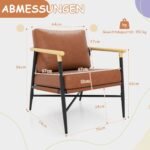 Akcentinis krėslas su dirbtine oda ir metaliniu rėmu (Ruda) – Paveikslėlis 2