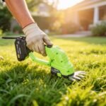 Akumuliatorinės 2-in-1 gyvatvorių ir vejos žirklės su reguliuojamu kampu – Paveikslėlis 8