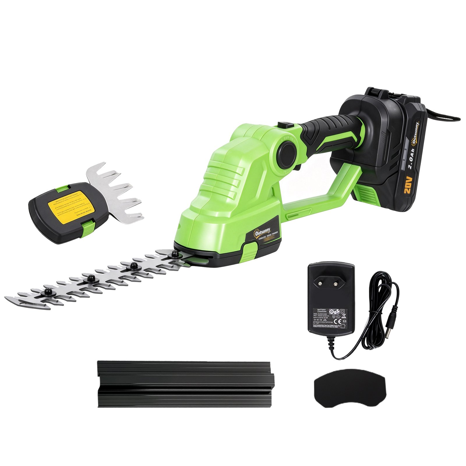 Akumuliatorinės 2-in-1 gyvatvorių ir vejos žirklės su reguliuojamu kampu