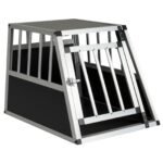 Aliumininė gyvūnų transportavimo dėžė su užrakinamomis durelėmis ir išimama pertvara (Juoda ir sidabrinė)