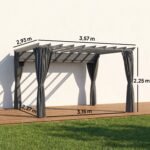 Aliuminio pergola 3,6x3 m su stumdomu stogeliu ir užuolaidomis – Paveikslėlis 3