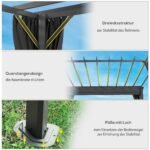 Aliuminio pergola 3,6x3 m su stumdomu stogeliu ir užuolaidomis – Paveikslėlis 7