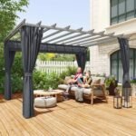 Aliuminio pergola 3,6x3 m su stumdomu stogeliu ir užuolaidomis – Paveikslėlis 8