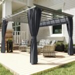 Aliuminio pergola 3,6x3 m su stumdomu stogeliu ir užuolaidomis – Paveikslėlis 9