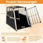 Aliuminio transportavimo narvas šunims su užrakinamomis durelėmis (Juoda ir sidabrinė) – Paveikslėlis 2