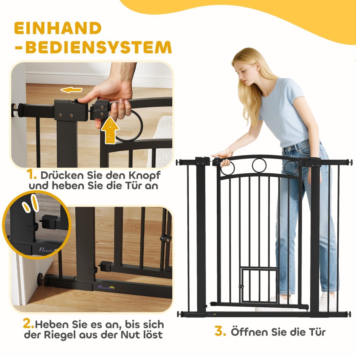 Apsauginiai varteliai gyvūnams, reguliuojamo pločio 76-104 cm, 96 cm aukščio, su kačių landa – Paveikslėlis 6