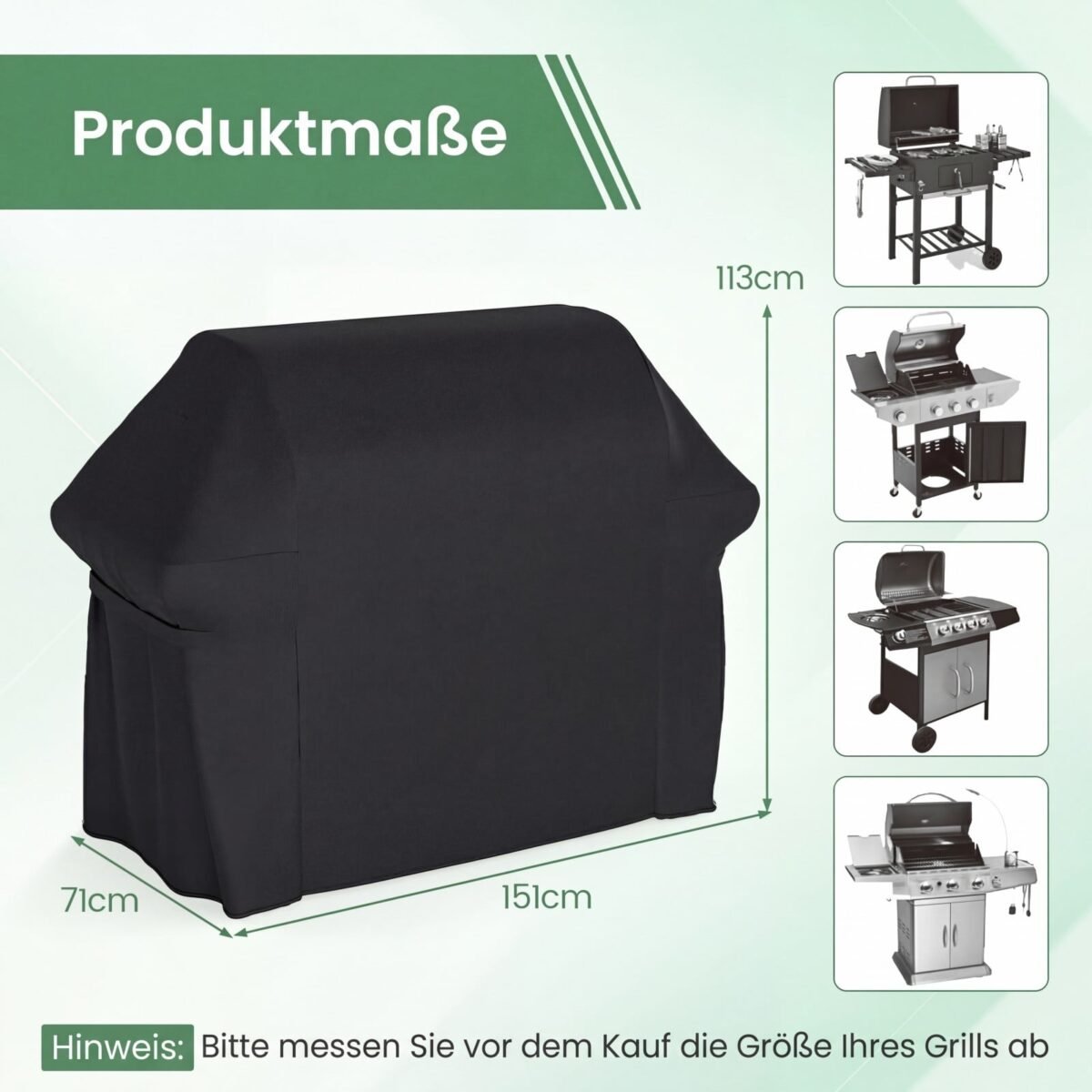 Apsauginis grilio užvalkalas atsparus vandeniui ir plyšimui (Juoda) – Paveikslėlis 2