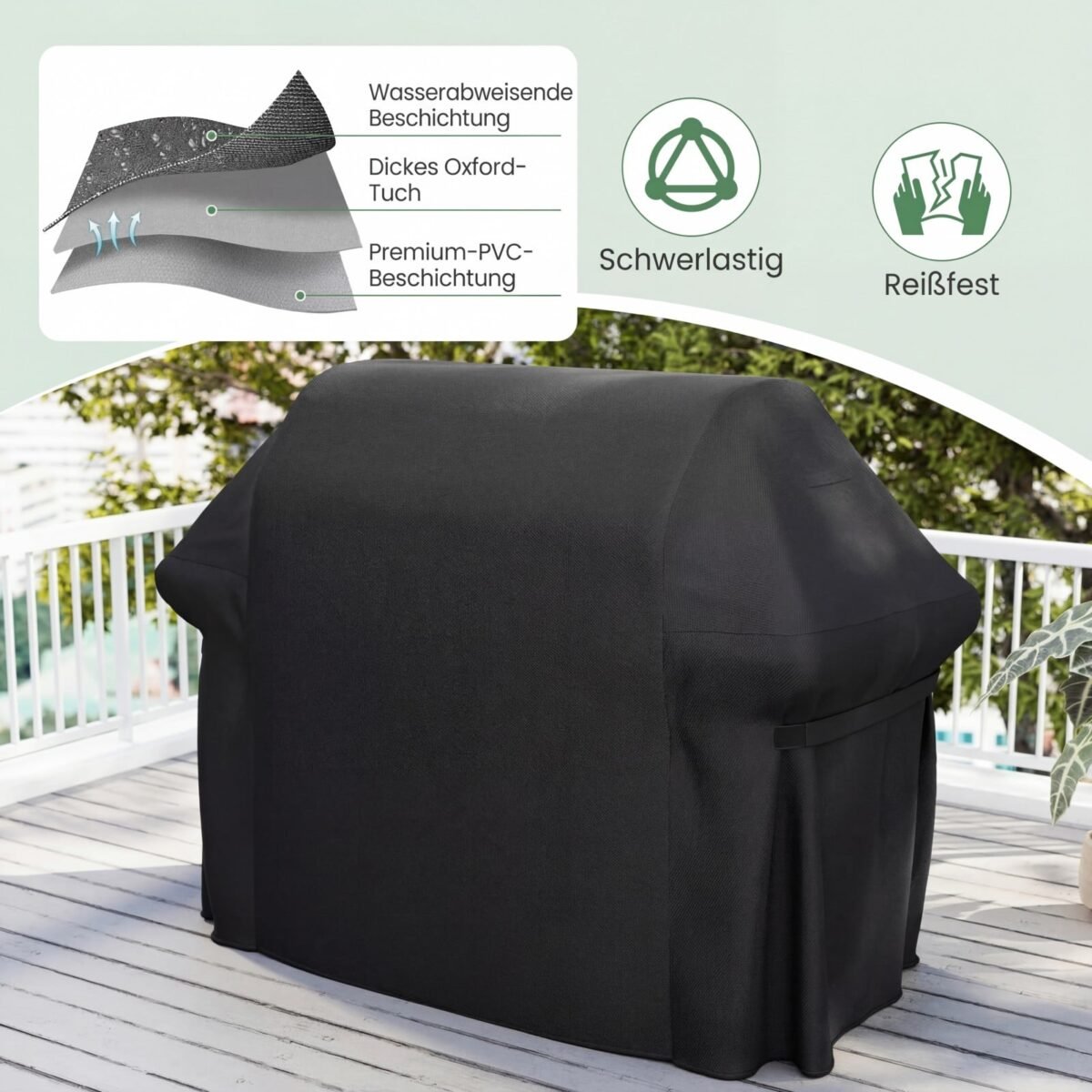 Apsauginis grilio užvalkalas atsparus vandeniui ir plyšimui (Juoda) – Paveikslėlis 3