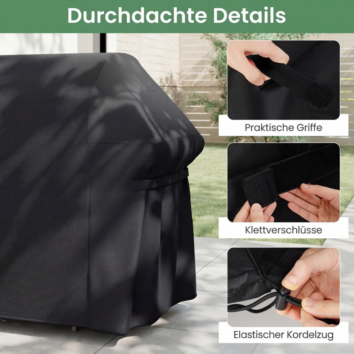 Apsauginis grilio užvalkalas atsparus vandeniui ir plyšimui (Juoda) – Paveikslėlis 5