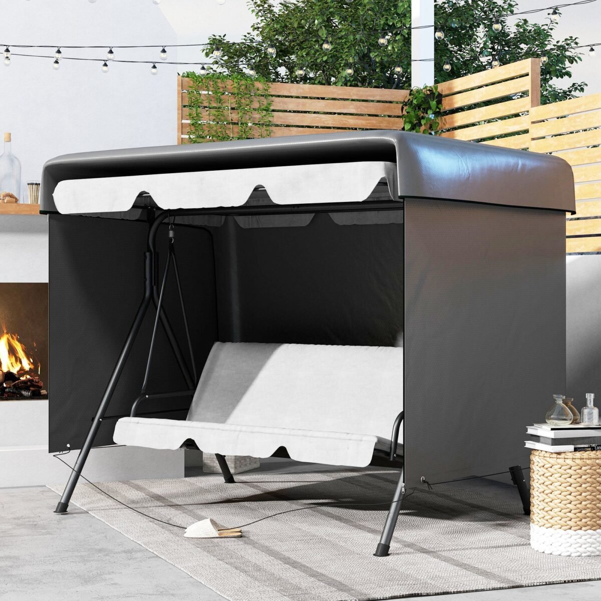 Apsauginis uždangalas sodo baldams su užtrauktuku 215x155x150 cm – Paveikslėlis 2