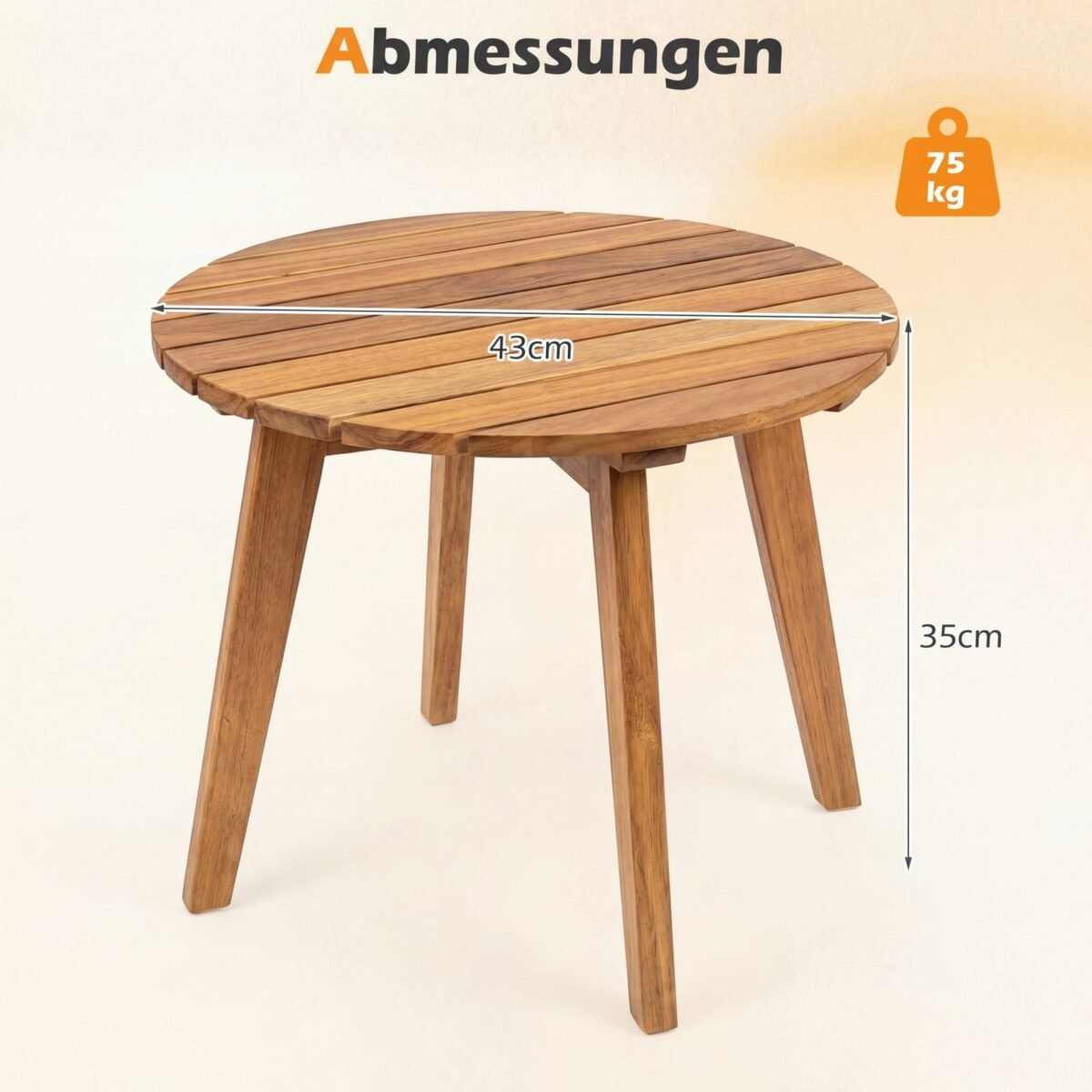 Apvalus akacijos medienos staliukas (Natūrali) – Paveikslėlis 2