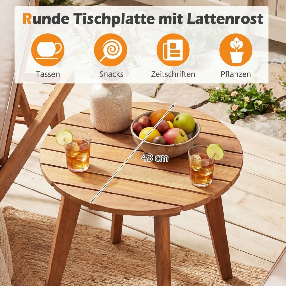 Apvalus akacijos medienos staliukas (Natūrali) – Paveikslėlis 4