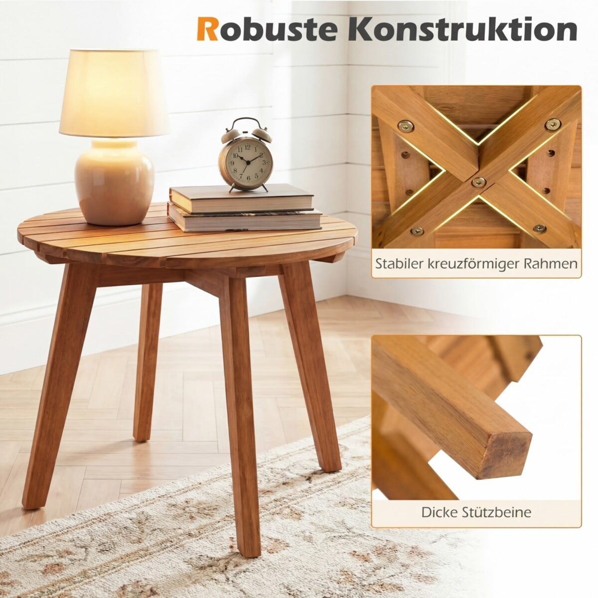 Apvalus akacijos medienos staliukas (Natūrali) – Paveikslėlis 5