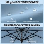 Apvalus sodo skėtis nuo saulės su 3 pakreipimo padėtimis ir rankena (Ø265 cm) – Paveikslėlis 7