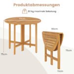 Apvalus sulankstomas akacijos medienos sodo stalas (Natūrali) – Paveikslėlis 2