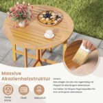 Apvalus sulankstomas akacijos medienos sodo stalas (Natūrali) – Paveikslėlis 4