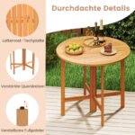 Apvalus sulankstomas akacijos medienos sodo stalas (Natūrali) – Paveikslėlis 5