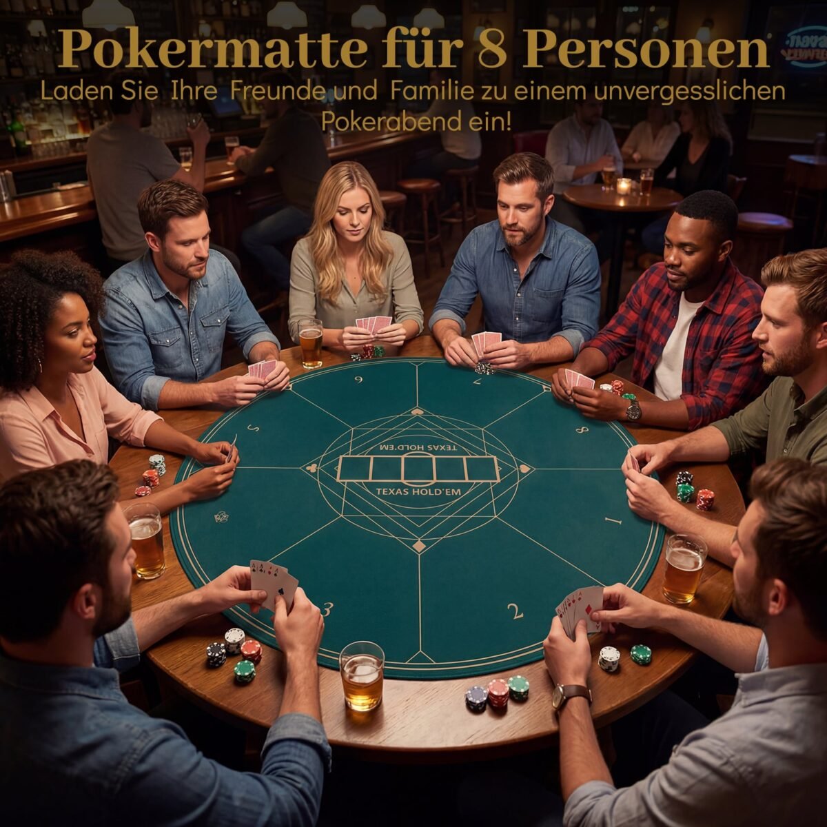 Apvalus sulankstomas pokerio stalo kilimėlis su neslystančiu pagrindu (Žalia) – Paveikslėlis 3