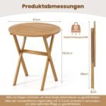 Apvalus sulankstomas sodo akacijos medienos stalas (Natūrali) – Paveikslėlis 2