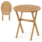 Apvalus sulankstomas sodo akacijos medienos stalas (Natūrali)