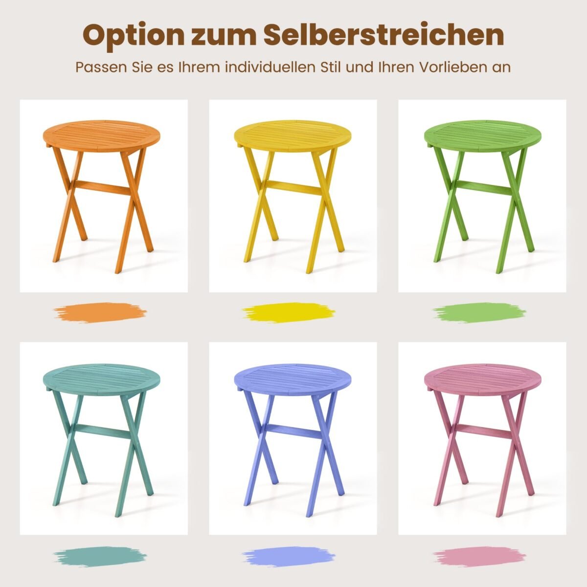 Apvalus sulankstomas sodo akacijos medienos stalas (Natūrali) – Paveikslėlis 3