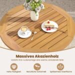 Apvalus sulankstomas sodo akacijos medienos stalas (Natūrali) – Paveikslėlis 4