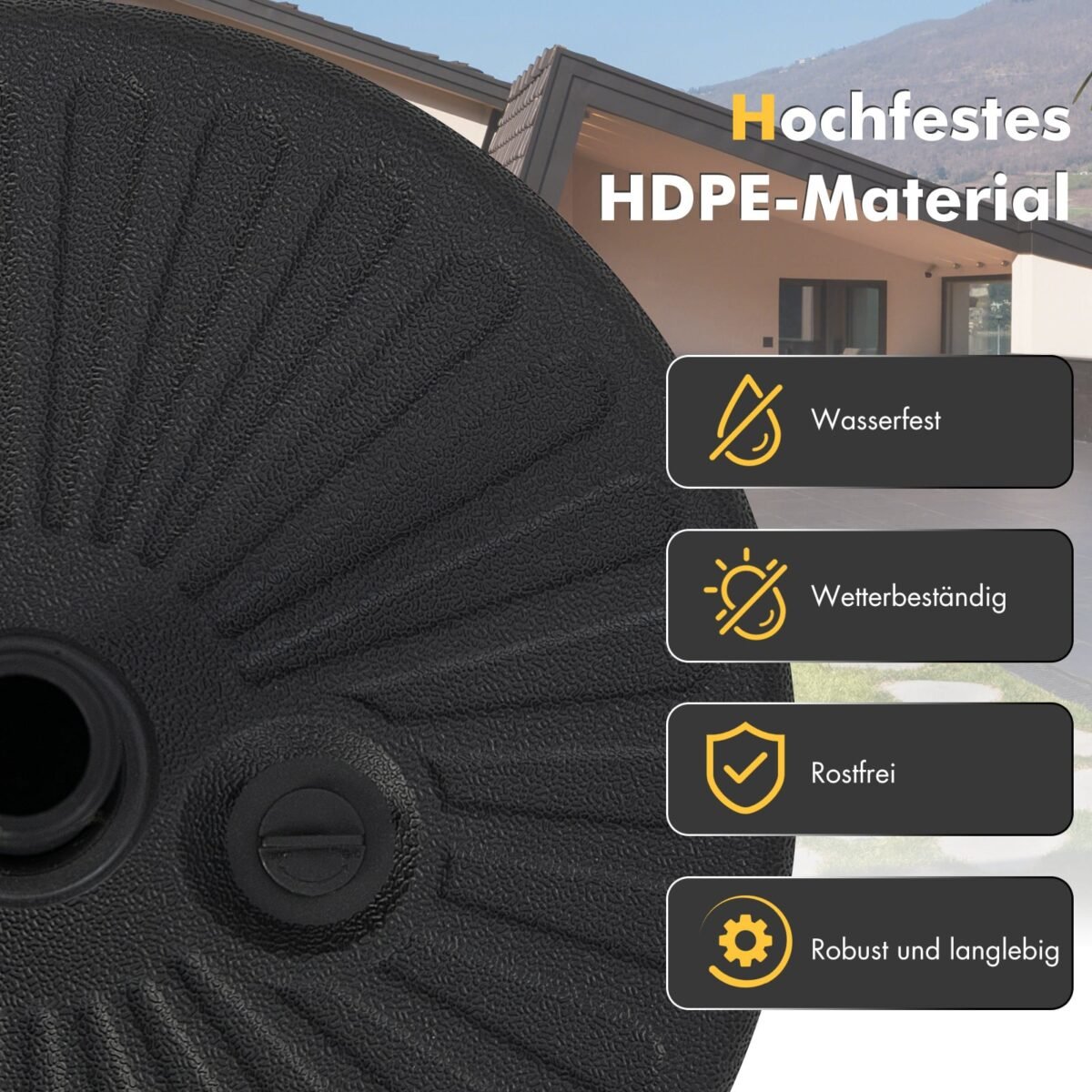 Apvalus užpildomas sodo skėčio stovas su adapteriais Ø 38/48 mm (Juoda) – Paveikslėlis 4