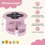 Apvalus vaikiškas stalas su 4 kėdutėmis ir integruotomis daiktadėžėmis (Rožinė) – Paveikslėlis 5