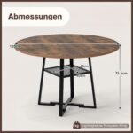 Apvalus valgomojo stalas su atvira lentyna Ø120 cm (Kaimiška ruda) – Paveikslėlis 2