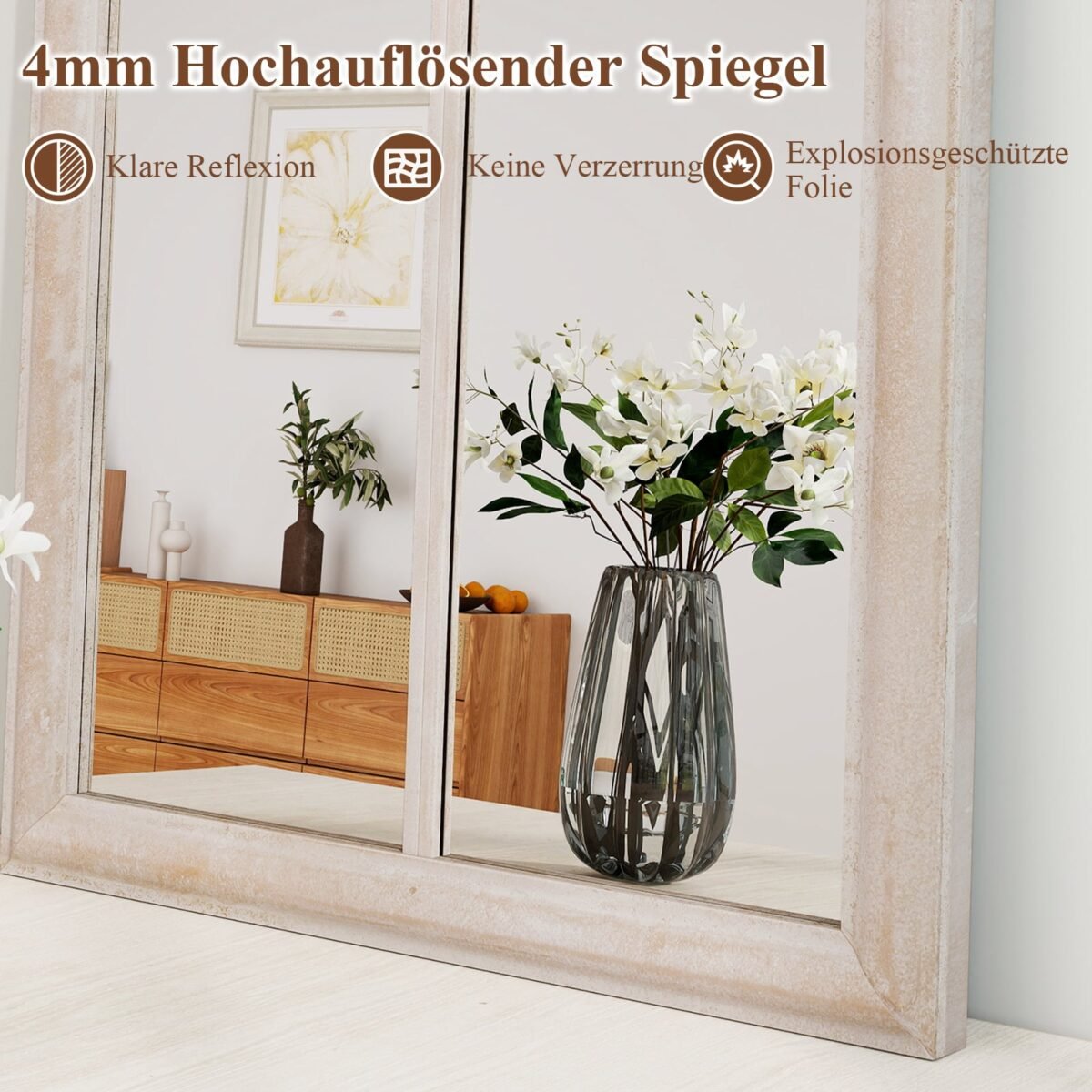 Arkinis lango rėmo sieninis veidrodis (Pilka)