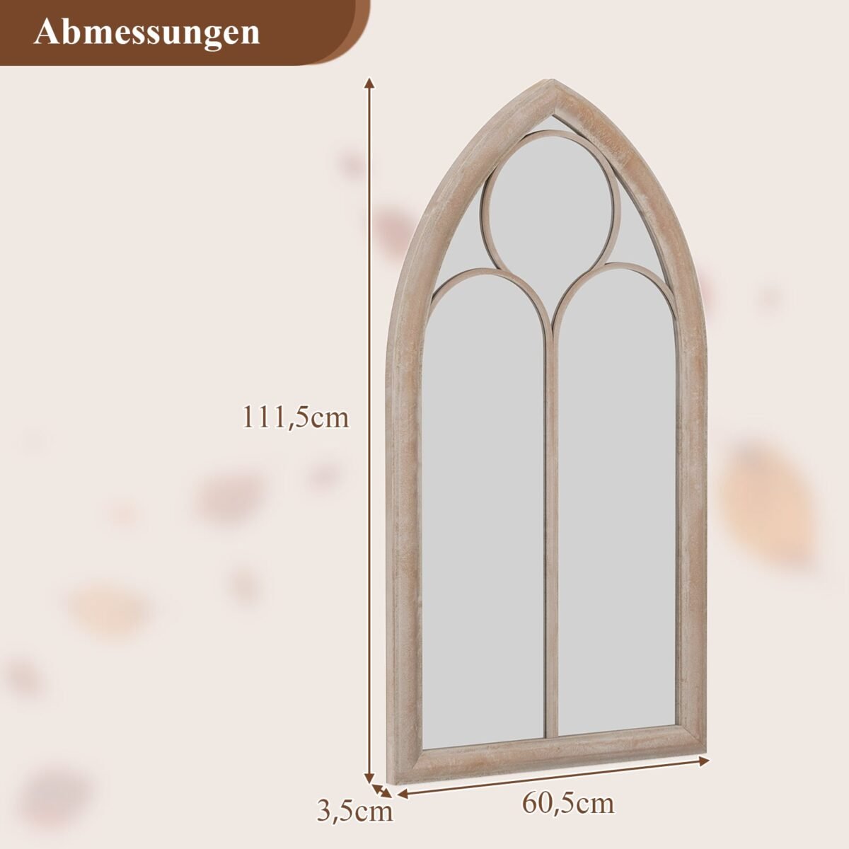 Arkinis lango rėmo sieninis veidrodis 111,5 x 60,5 cm (Pilka) – Paveikslėlis 5