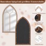 Arkinis lango rėmo sieninis veidrodis 111,5 x 60,5 cm (Pilka) – Paveikslėlis 4