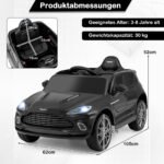Aston Martin licencijuotas elektrinis vaikiškas automobilis su garso ir šviesos efektais (Juoda) – Paveikslėlis 5