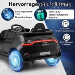 Aston Martin licencijuotas elektrinis vaikiškas automobilis su garso ir šviesos efektais (Juoda) – Paveikslėlis 3