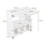 Atlenkiamas stalas su integruota saugykla (Balta)