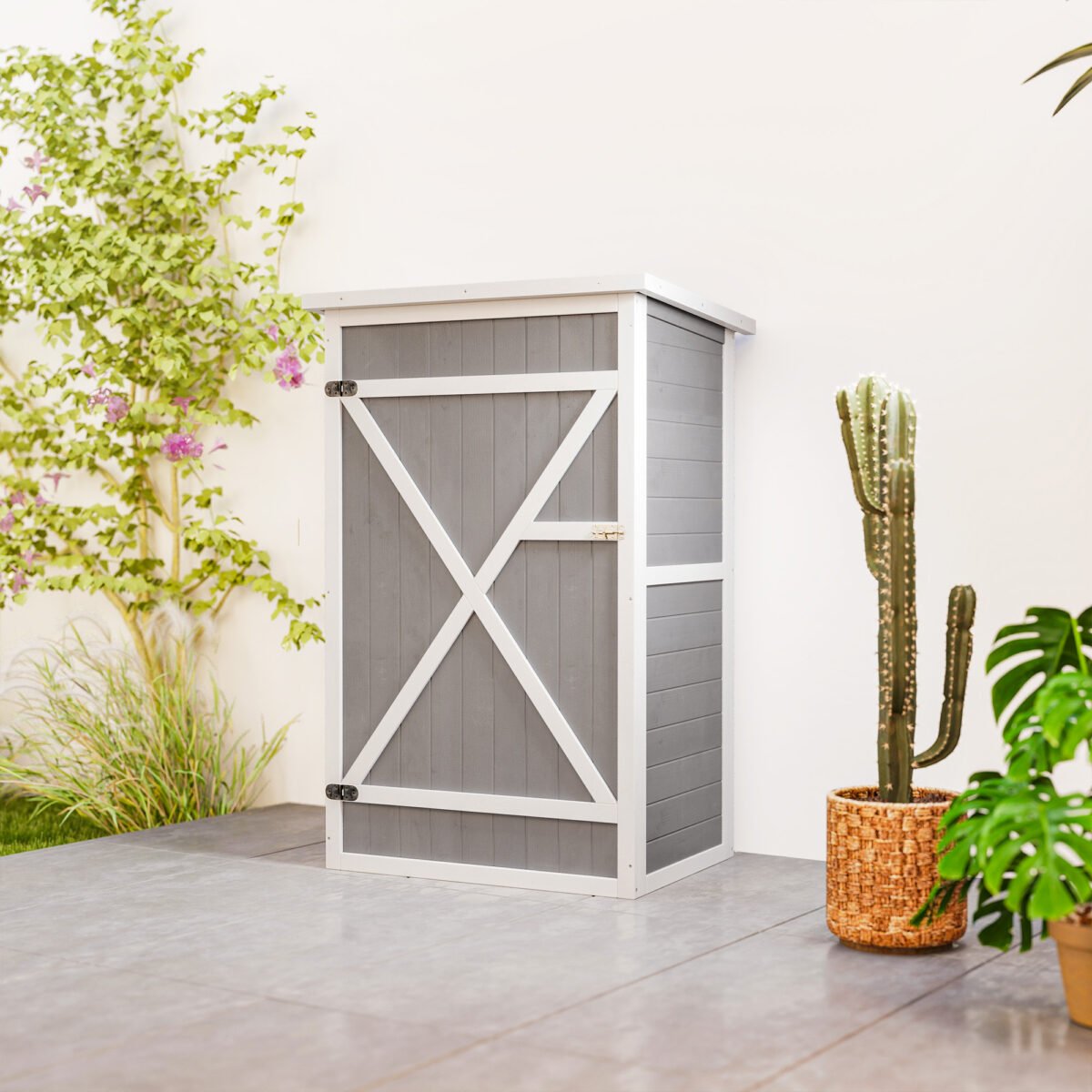 Atspari oro sąlygoms sodo įrankių spintelė su lentynomis – Paveikslėlis 9