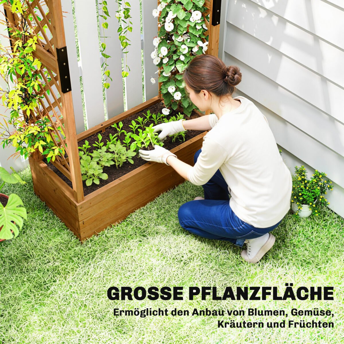 Aukšta medinė lysvė su atraminėmis grotelėmis ir stogeliu – Paveikslėlis 4