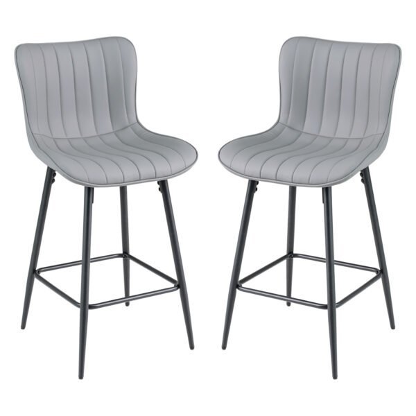 Aukštos baro kėdės su ergonominiu atlošu ir paminkštinta sėdyne 2 vnt. (Pilka)