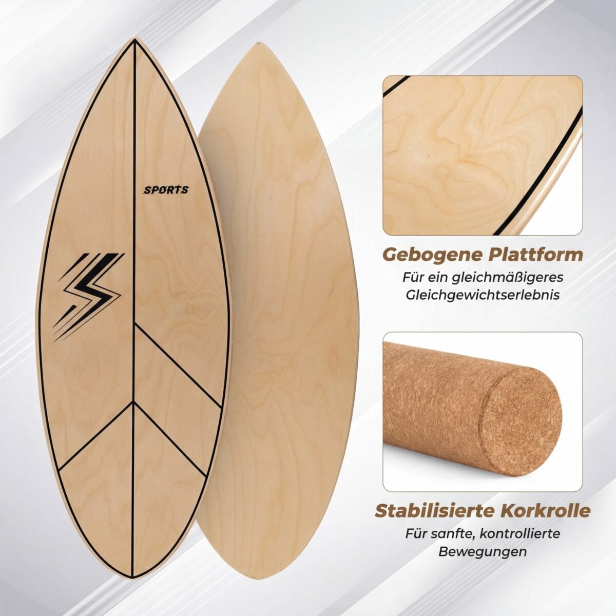 Balanso lenta iš 11 sluoksnių beržo medienos su stabilizuotu kamštiniu voleliu (Natūrali) – Paveikslėlis 5