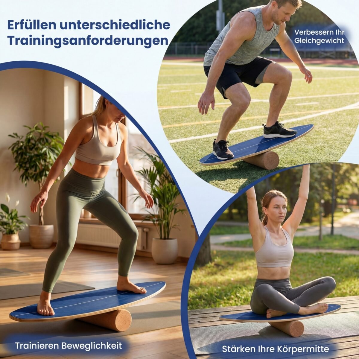 Balanso treniruočių rinkinys su kamštiniu voleliu ir stovu (Mėlyna) – Paveikslėlis 3