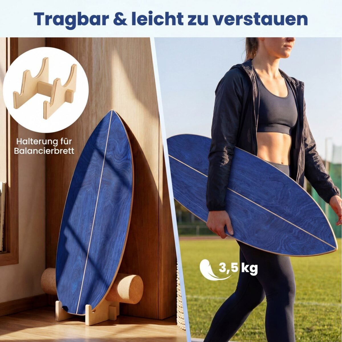 Balanso treniruočių rinkinys su kamštiniu voleliu ir stovu (Mėlyna) – Paveikslėlis 4