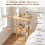 Bambukiniai šoniniai staliukai su lentynėlėmis (Natūrali) – Paveikslėlis 4