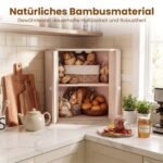 Bambukinis dviejų aukštų kampinis duonos indas su reguliuojama lentyna (Balta) – Paveikslėlis 3