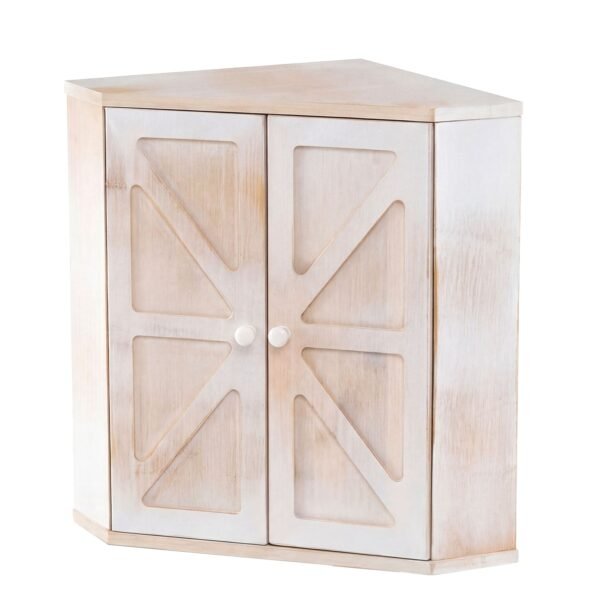 Bambusinis dviejų aukštų kampinis duonos indas su reguliuojama lentyna (Balta)