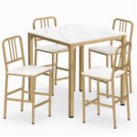 Baro stalas 4 asmenims su 4 kėdėmis (Balta)