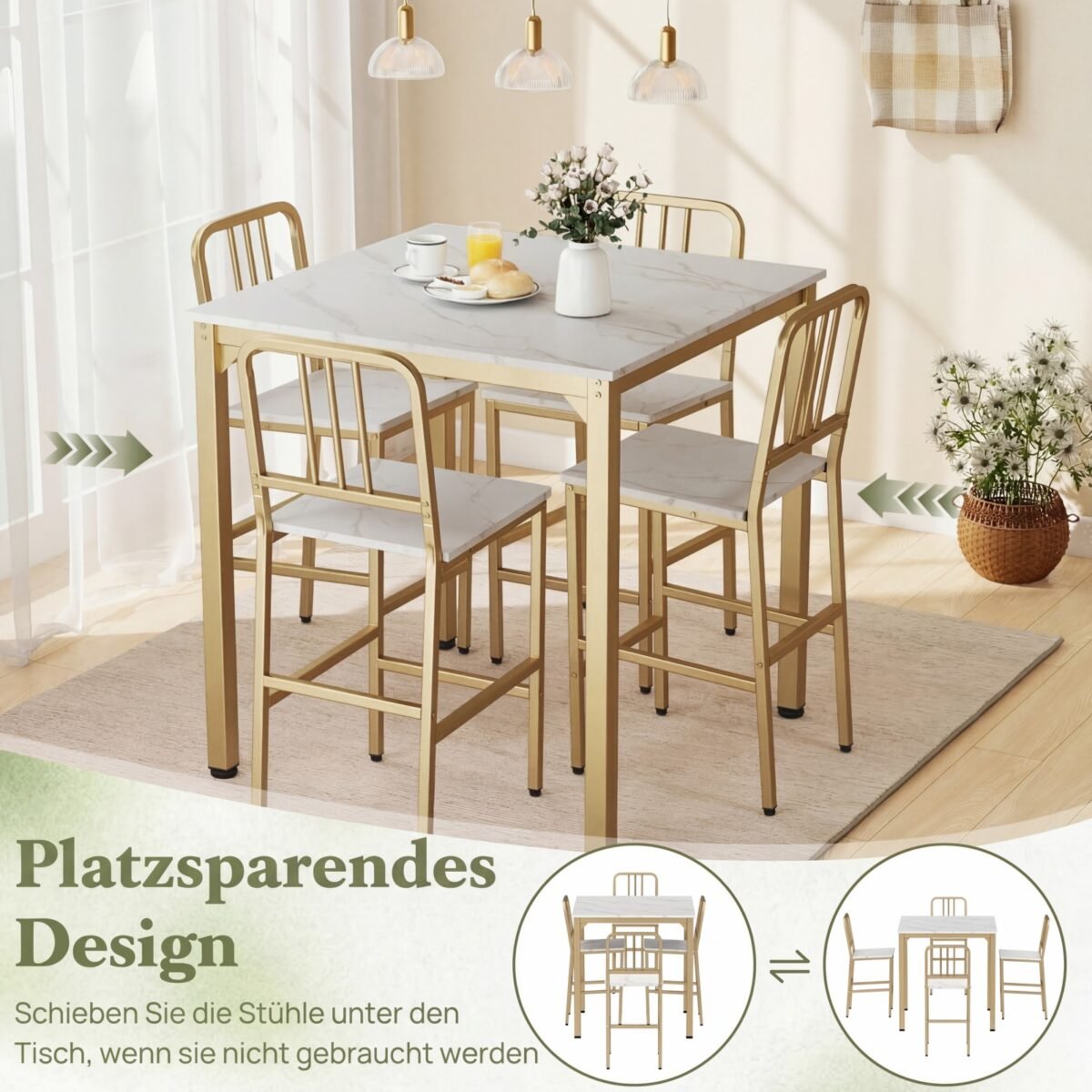 Baro stalas 4 asmenims su 4 kėdėmis (Balta) – Paveikslėlis 5